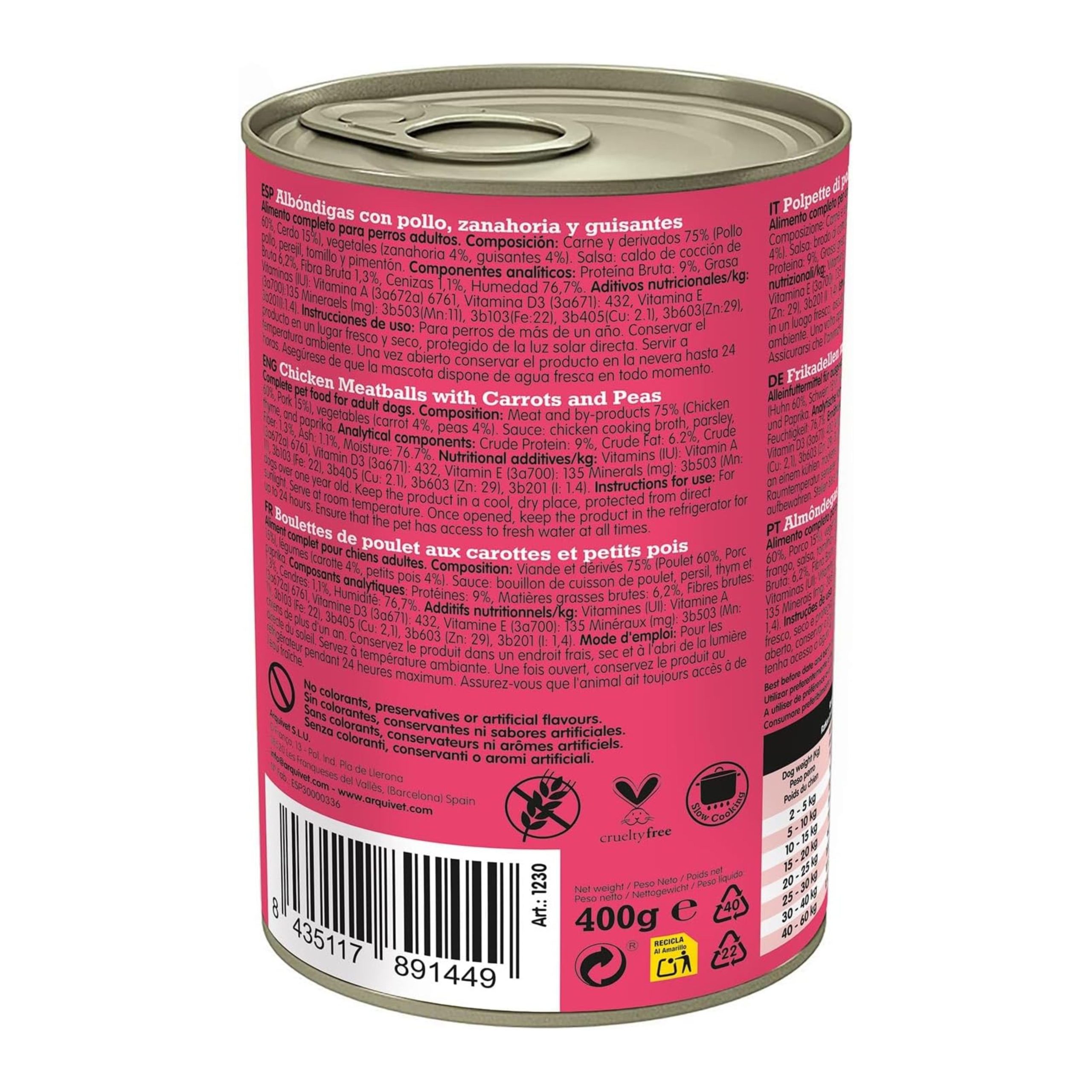 ALBONDIGAS con Pollo & Zanahoria & Guisantes 400gr. - Imagen 3