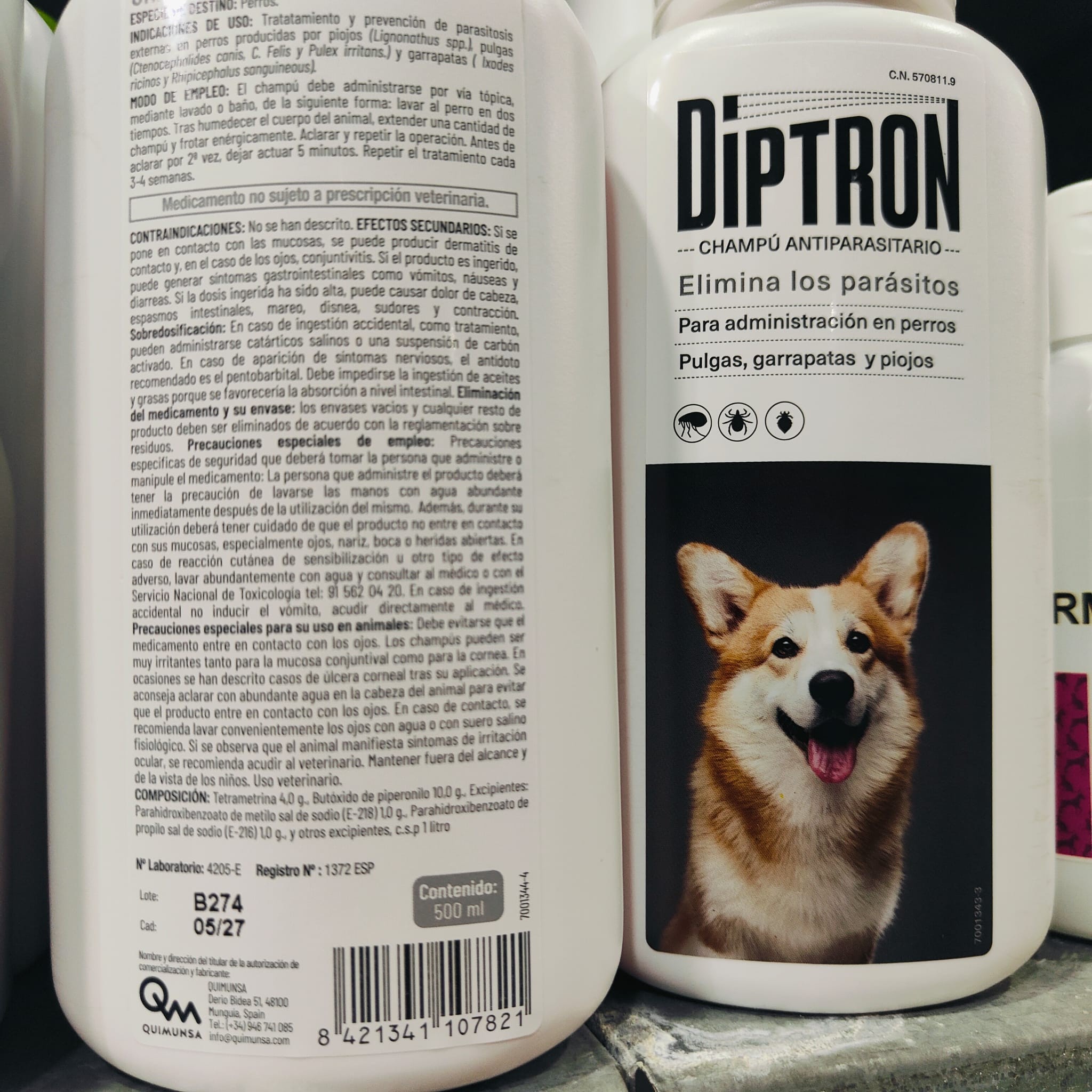 DIPTRON CHAMPU ANTIPARASITARIO 500 ML. - Imagen 3