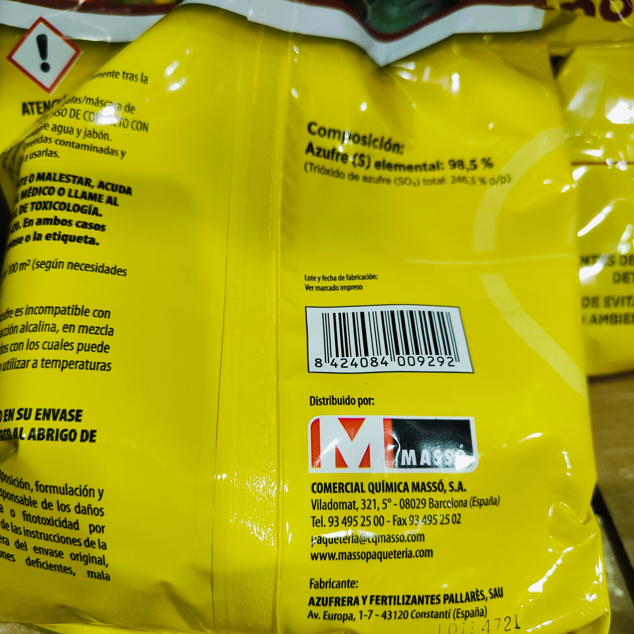 AZUFRE ESPOLVOREO 1 KG. - Imagen 2